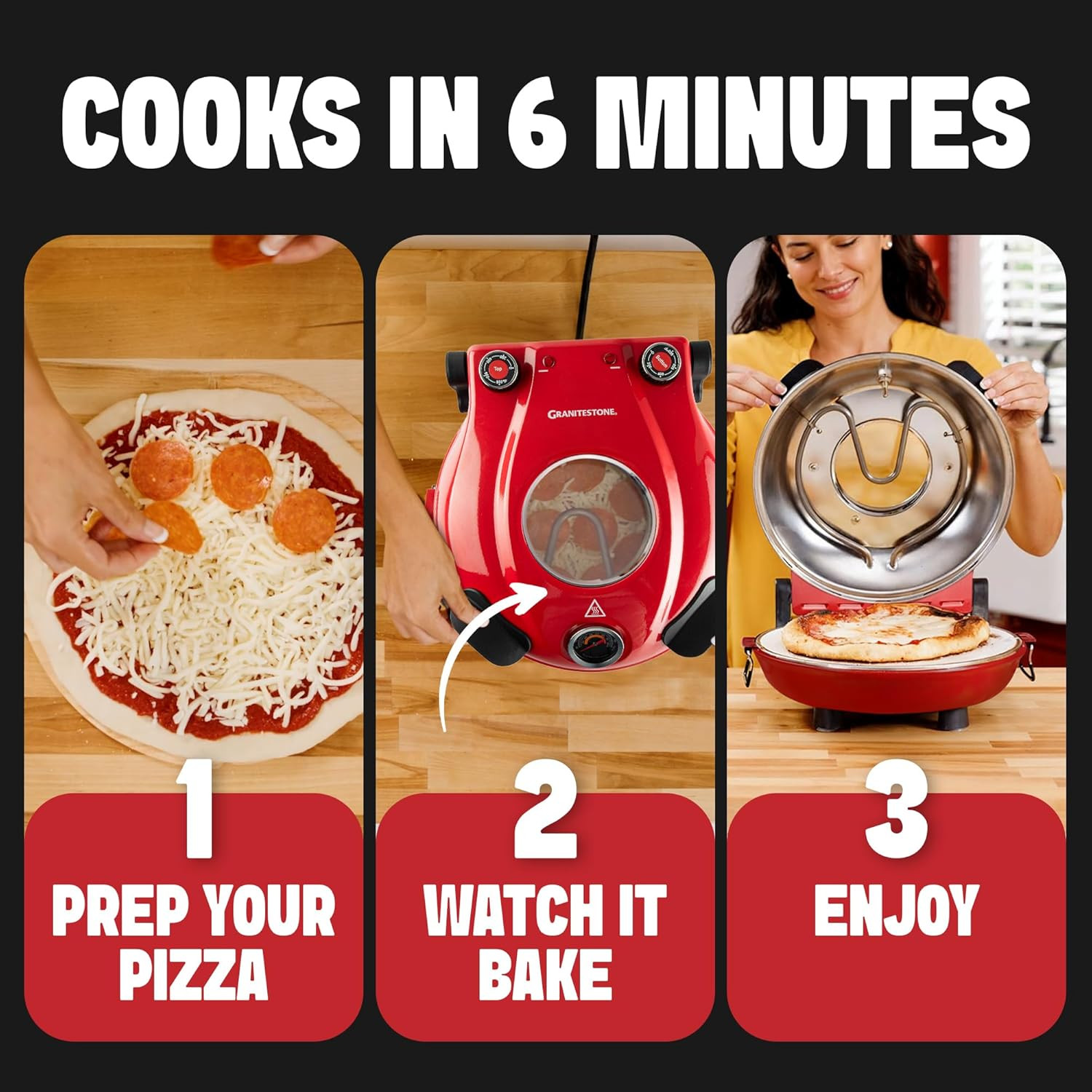 Crispy Crust Pizza Oven by Granitestone – 12 Inch Electric Pizza Oven Indoor Cou