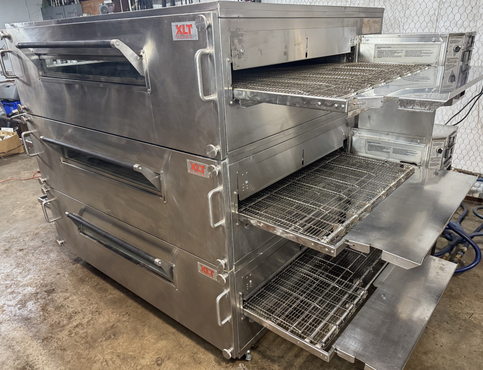 XLT 3870 Nat Gas Triple Stack Pizza Conveyor Ovens** Video Demo** W/SPLIT BELT