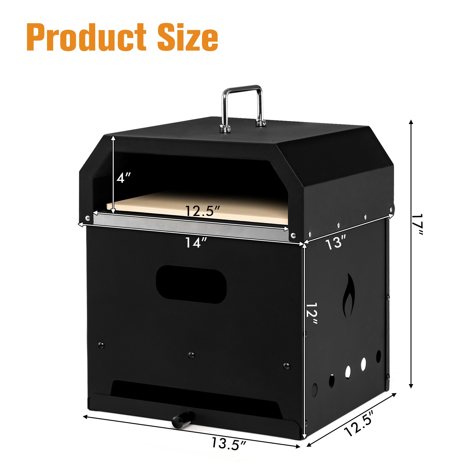 4-in-1 Multipurpose Outdoor Pizza Oven Wood Fired 2-Layer Detachable Oven