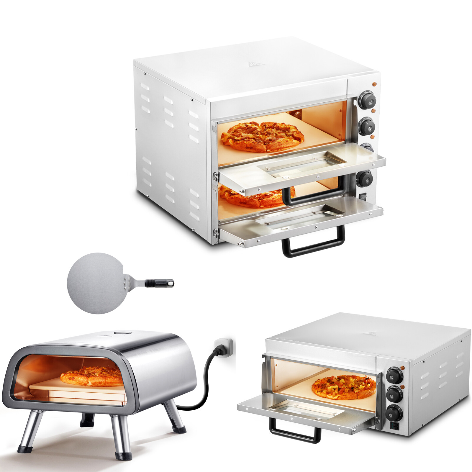VEVOR 14/16″ Commercial Countertop Pizza Oven Electric Oven Single/Double Deck
