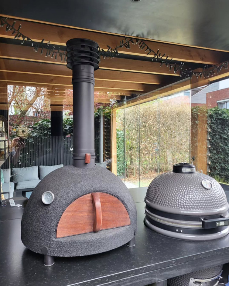 Clay Pizza Oven 28″ Wood Fired handmade in Portugal 220lbs Grey, Black or Red