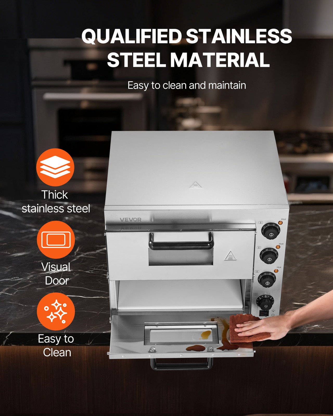 VEVOR Commercial Countertop Pizza Oven Electric Pizza Oven for 16-In Pizza