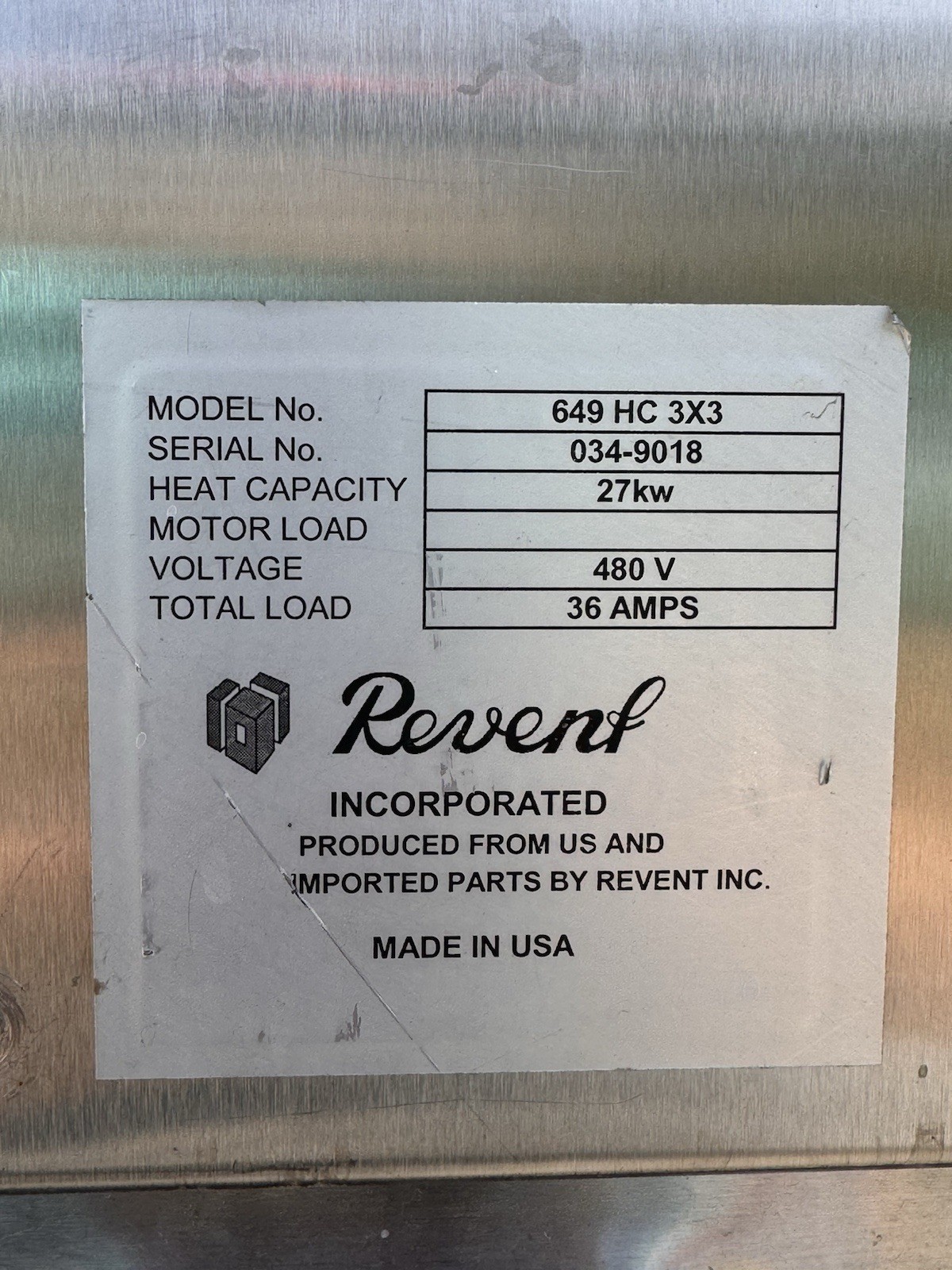 Revent Deck Oven, Model: 649 3x3200HC.