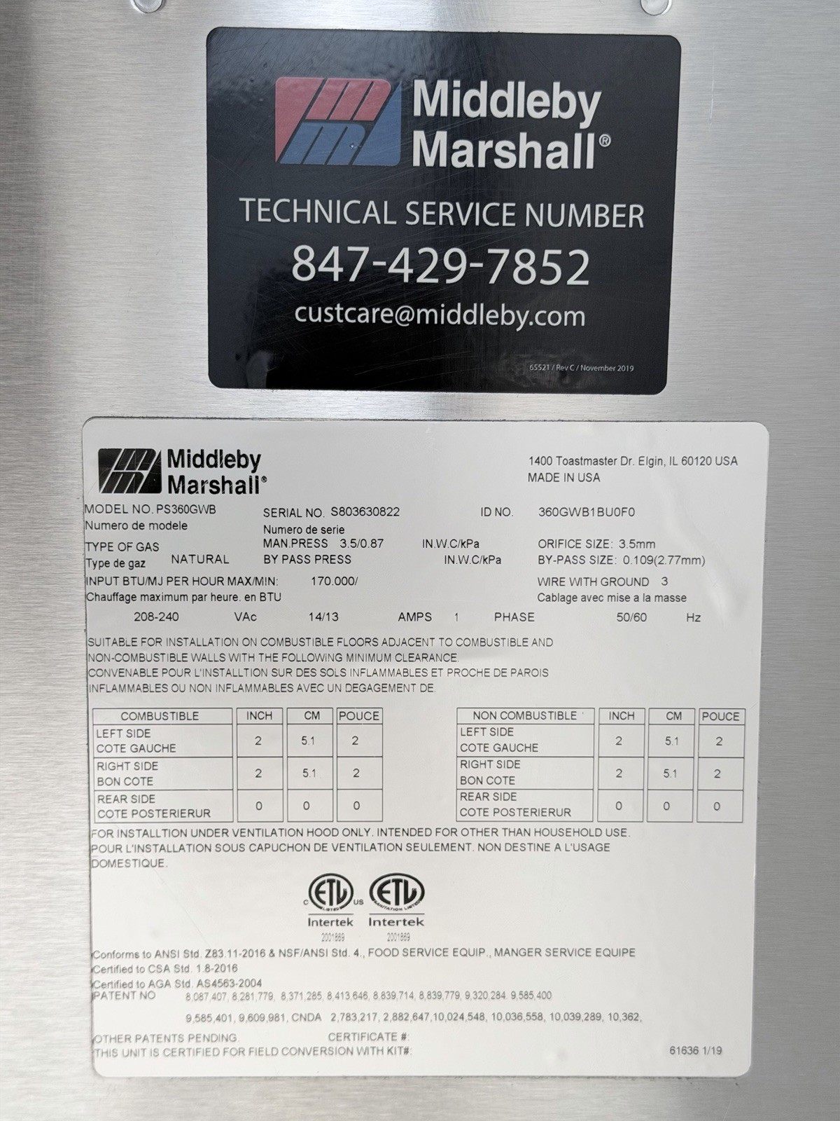 Middleby Marshall PS360GWB WOW2! Gas Conveyor Pizza Oven – 2 avail 2022 or 2023!