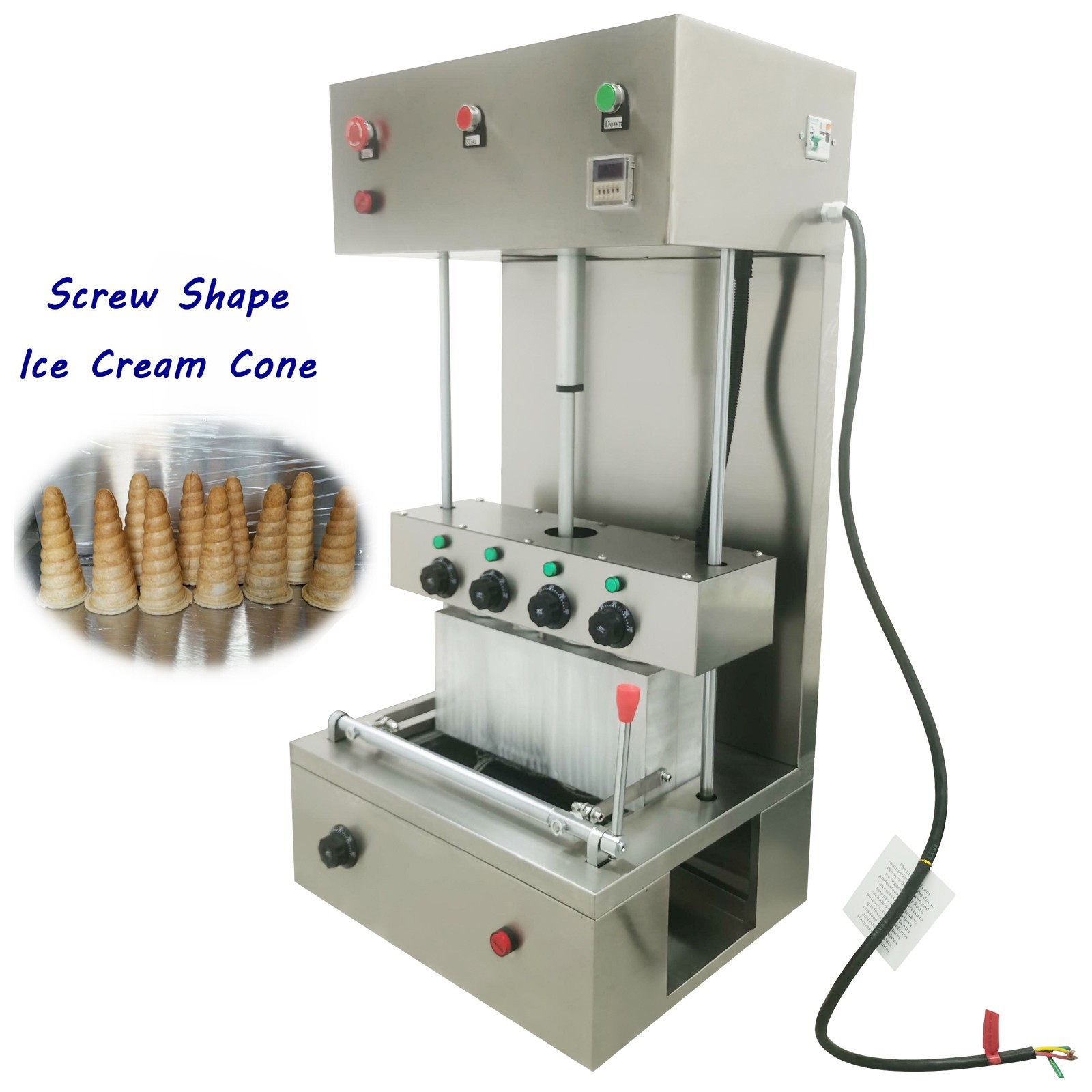 Screw Shape Ice Cream Cone Forming Maker 110V Stainless Steel Pizza Cone Machine