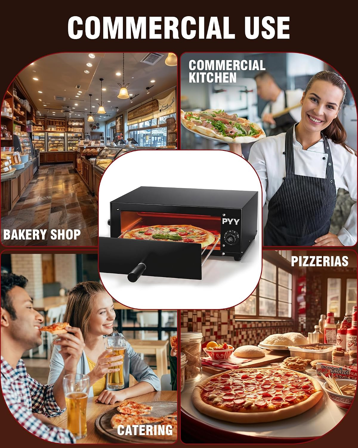 Pizza Oven Electric – 12 Inch Pizza Oven Indoor Stainless Steel Commercial Profe
