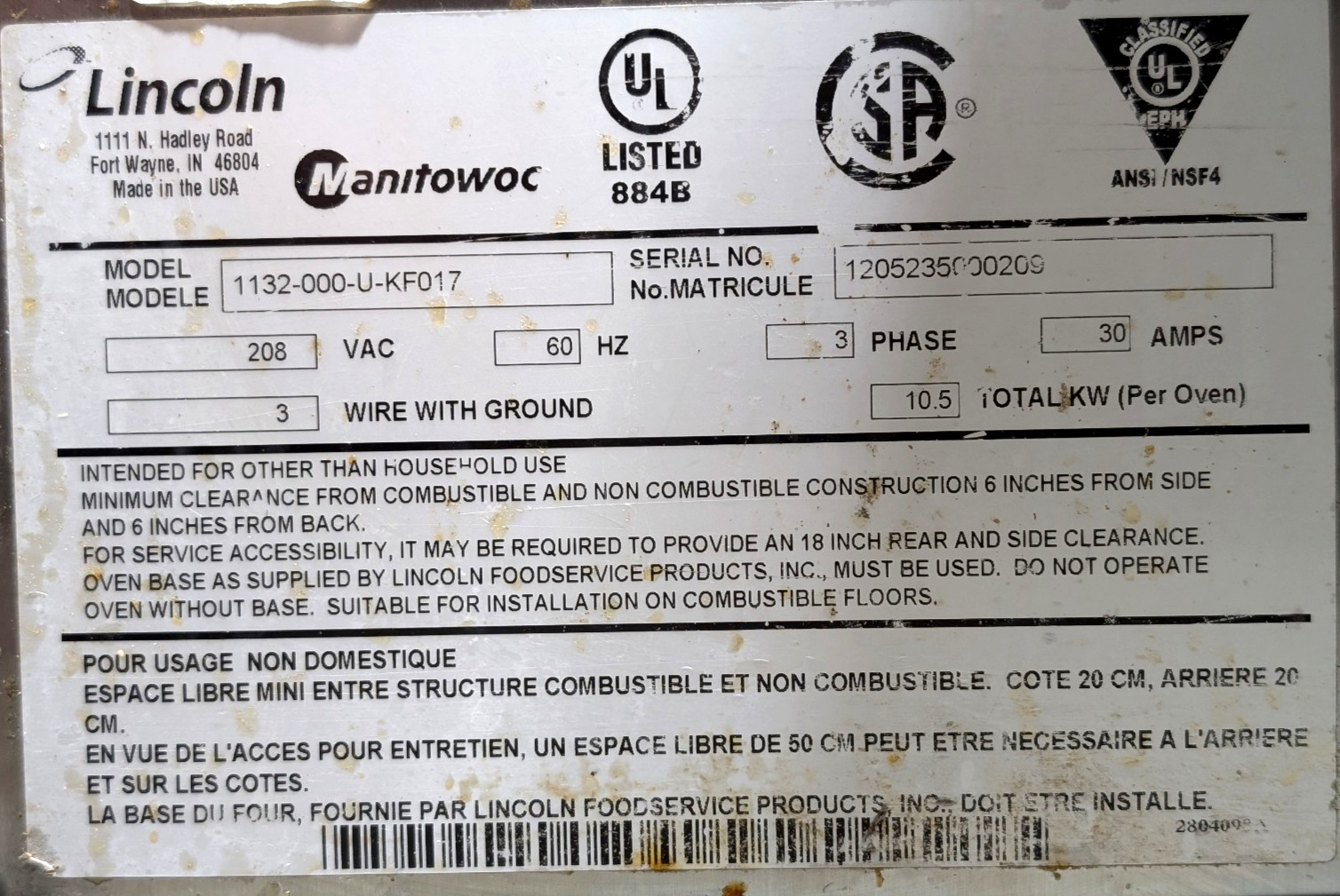Lincoln 1132-0000-U-KF017 Impinger II Express Fast Bake Conveyor Pizza Oven