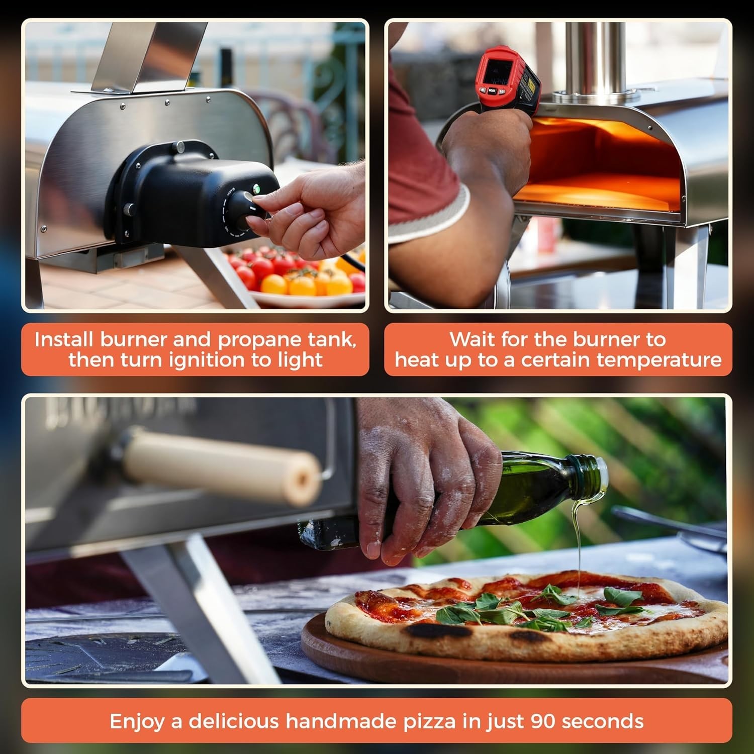 Pellet & Propane Portable Pizza Oven