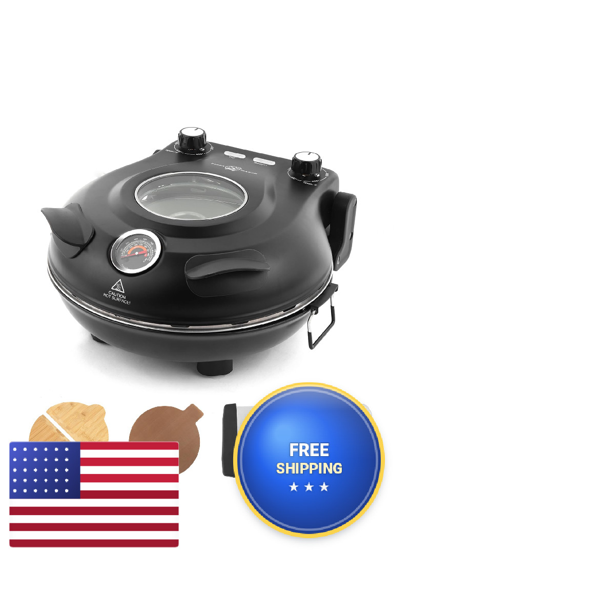 Klaif 12 Electric Countertop Pizza Oven Indoor Ceramic Stone Dual Adjustable