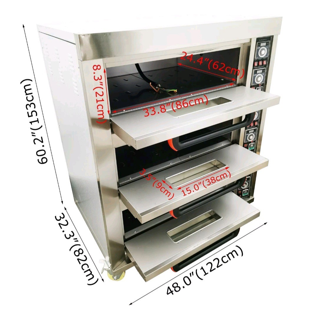 Commercial 3 Tier 6 Pan Electric Pizza Oven Baking