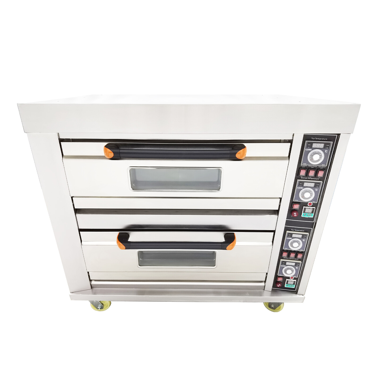 Commercial Electric Pizza Oven 2-Tier 4-Pan 220V 3-PH for Bread & Meat Cooking