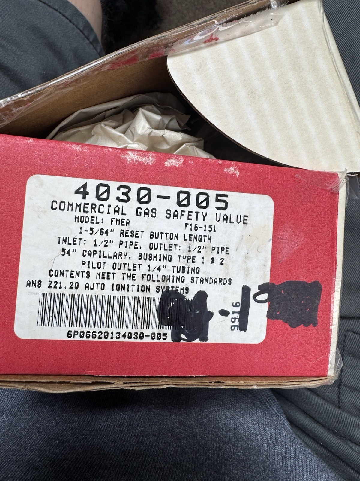 Baker’s Pride Blodget Pizza Oven Safety Valve