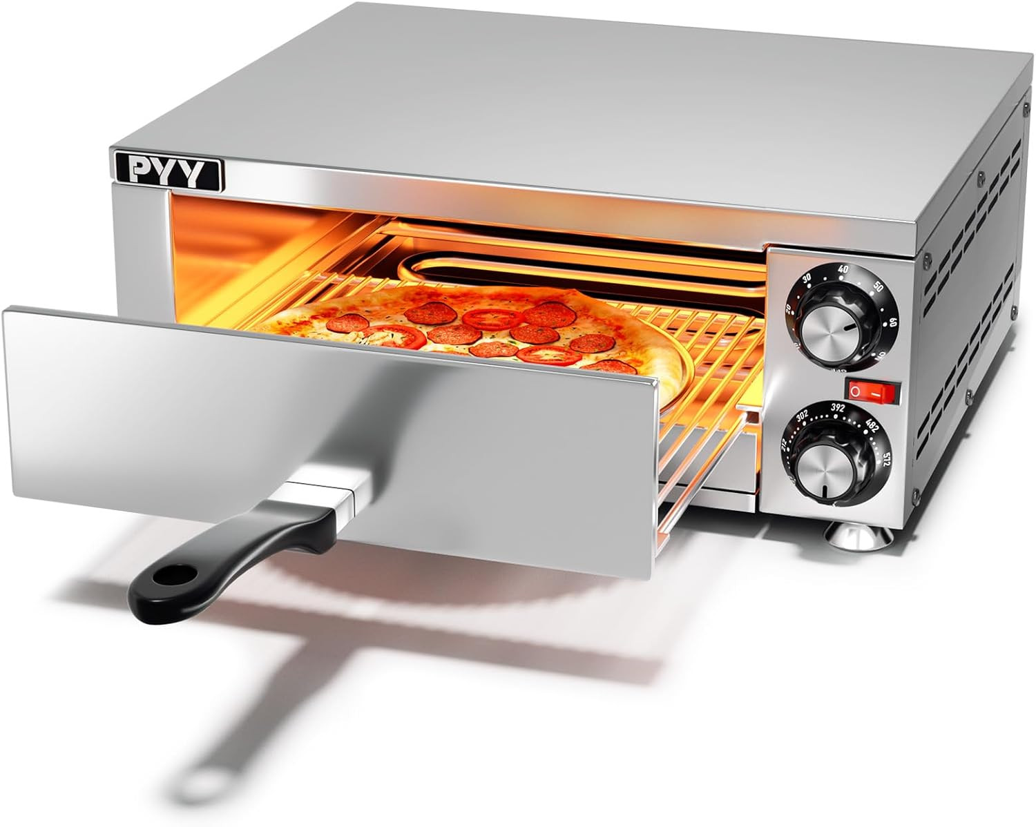 PYY Pizza Oven Indoor Electric Countertop Commercial Pizza Maker with Crumb Tray