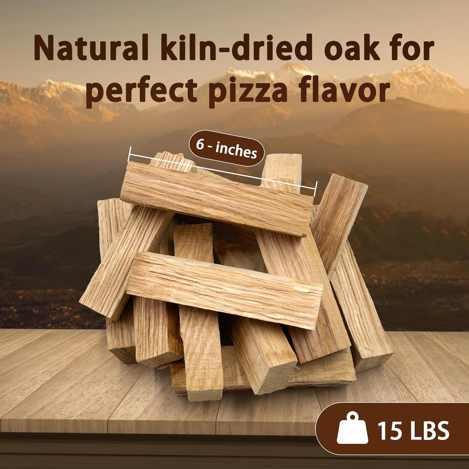 Oak Cooking Wood 15lb Box 6 Inch Logs Clean Burning for Grilling