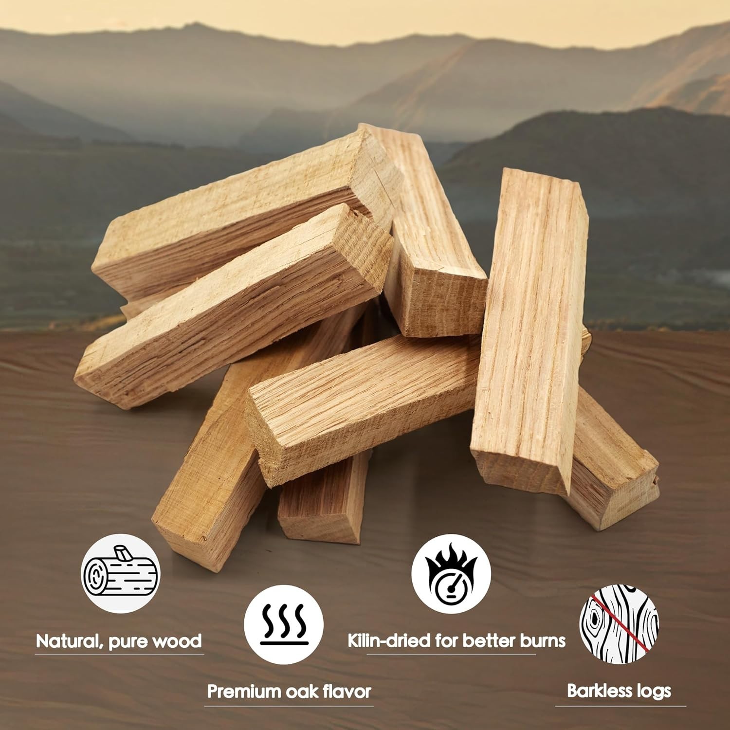 Oak Cooking Wood 15lb Box 6 Inch Logs Clean Burning for Grilling