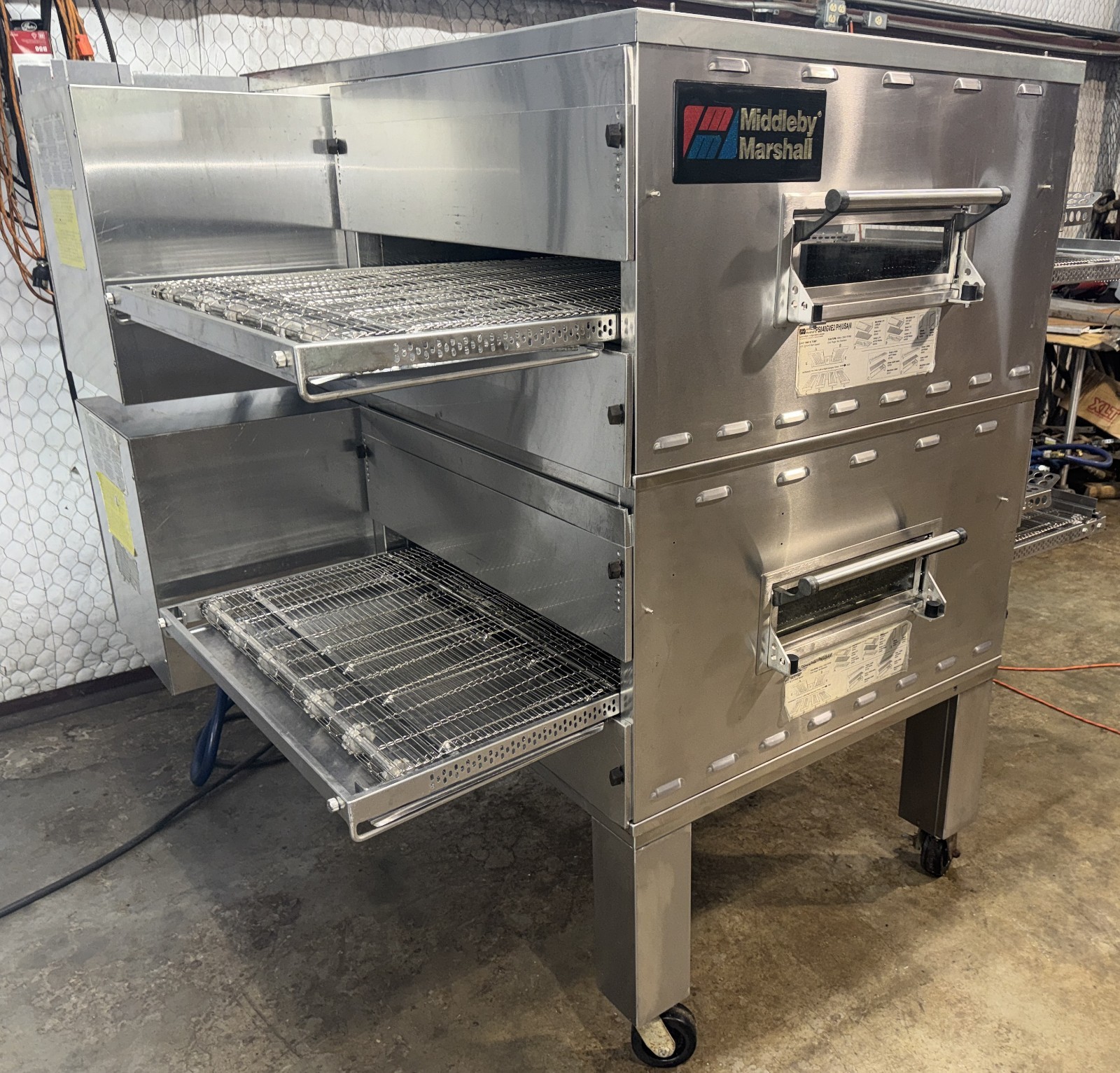 Middleby Marshall Ps840g gas Double Stack Conveyor Pizza Ovens ..Video