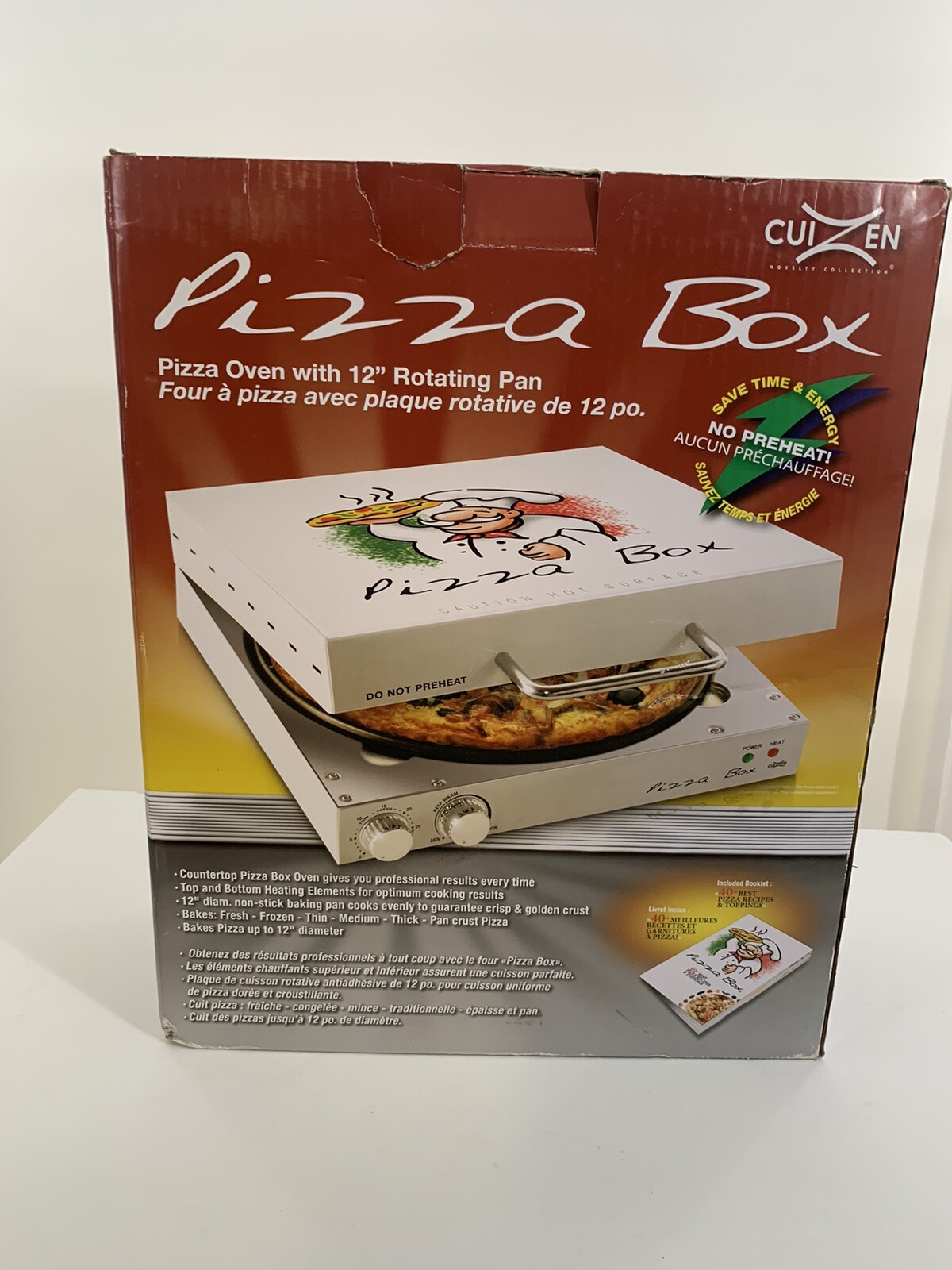 BRAND NEW CuiZen PIZ4012 Pizza Box Oven Medium White COOKING 12″ ROTATING PAN