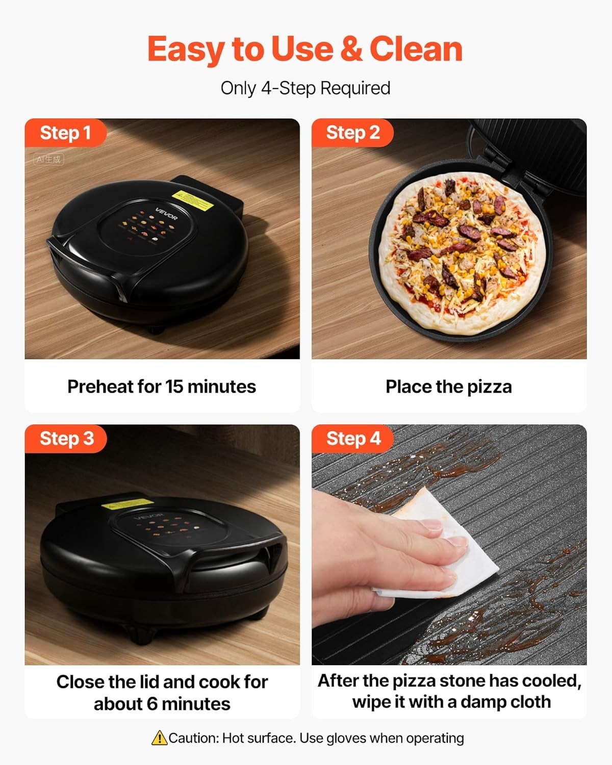 Bake and Grill with 1200W Electric Pizza Maker – Versatile and Easy to Use