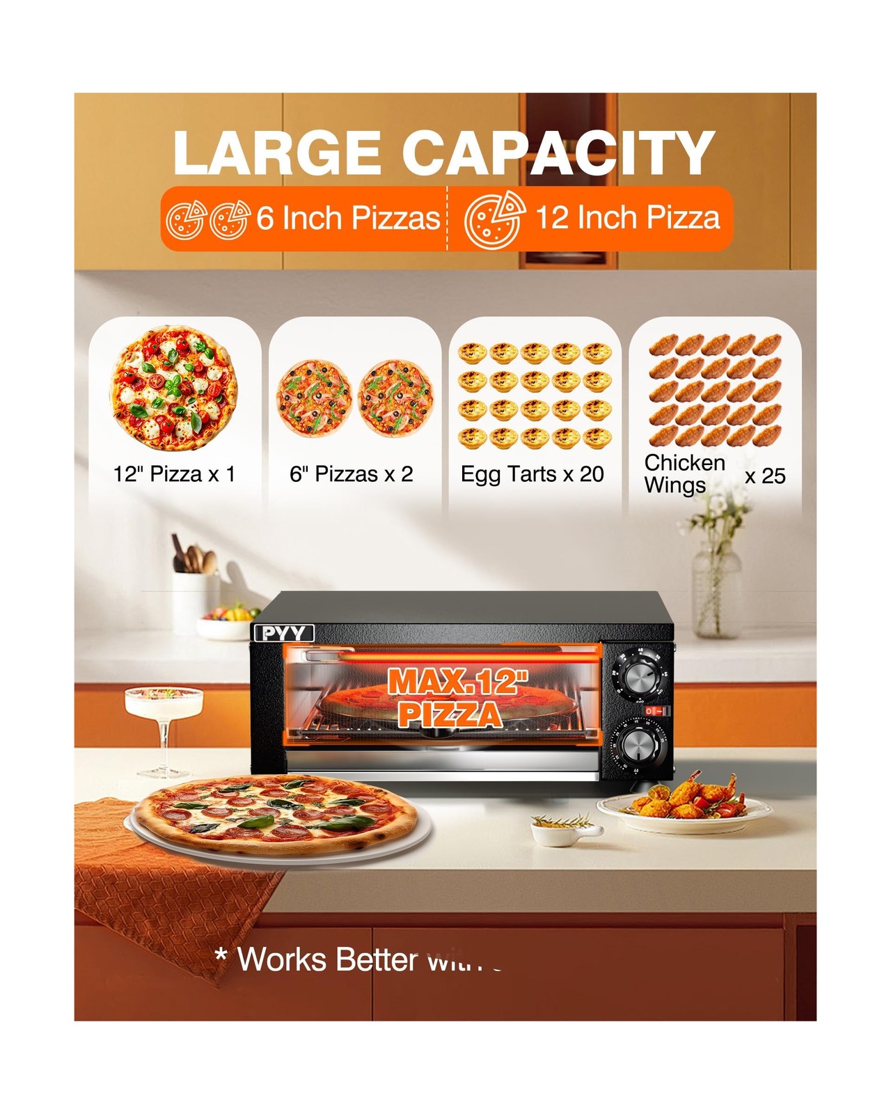 PYY Electric Pizza Oven Indoor Countertop Pizza Oven Commercial Pizza Maker M…