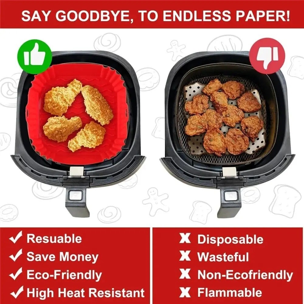 Silicone Air Fryer Pan Reusable Oven Baking Tray Pizza Pan Fried Chicken USA