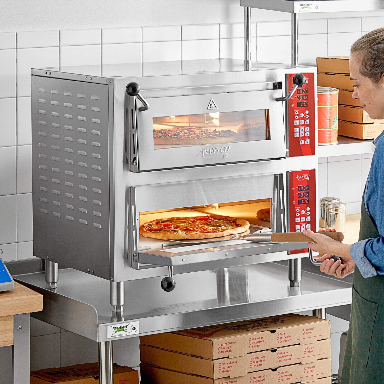 Double Deck Countertop Pizza / Bakery Oven with Two 18″ Chambers – 3200W, 240V