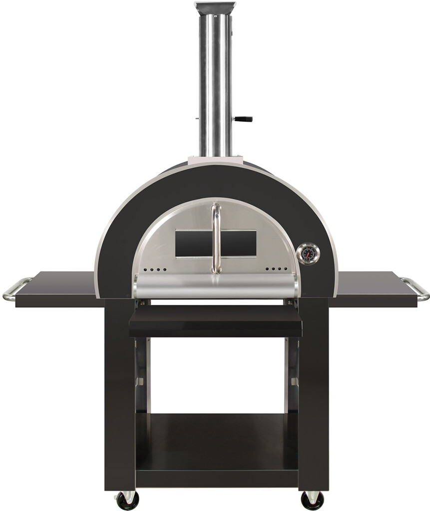 New Outdoor BLACK Stainless Steel Wood Fired Artisan Pizza Oven BBQ Grill +Cover