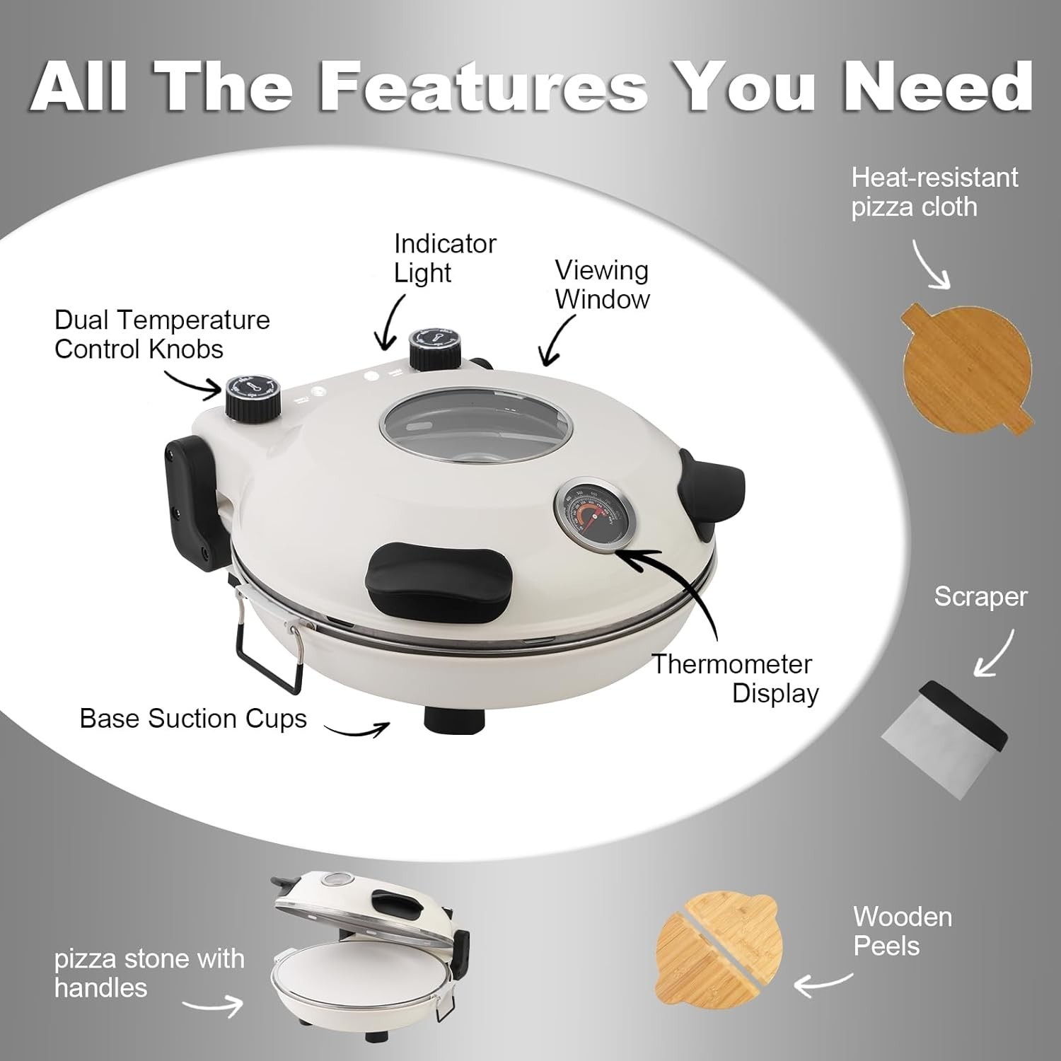 KLAIF Pizza Oven -12 Inch Countertop Electric Pizza Maker, Non-Stick Black Pizza