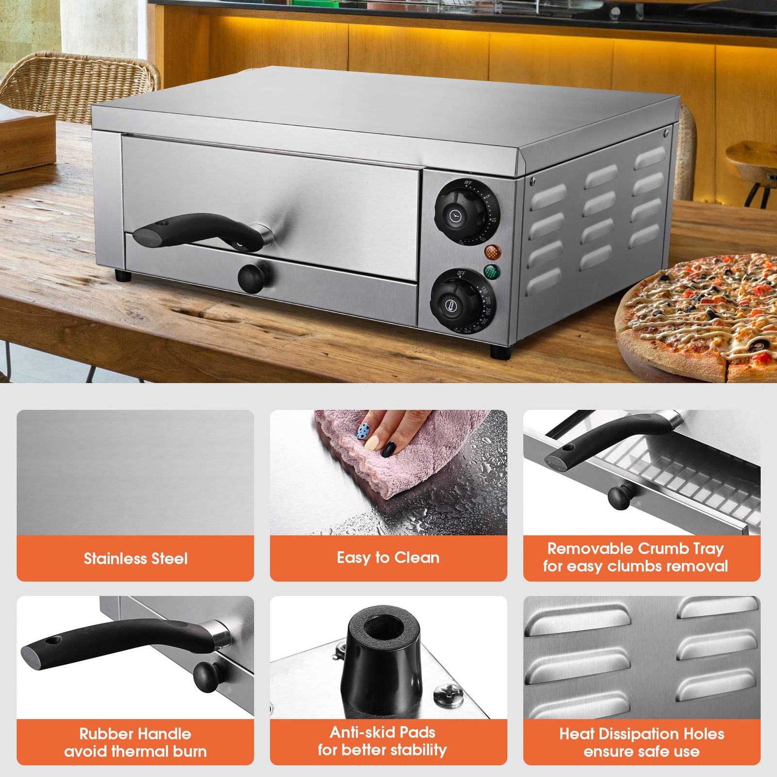 WeChef Countertop Pizza Oven Electric Pizza Maker 1300W for 12″ Pizza Commercial