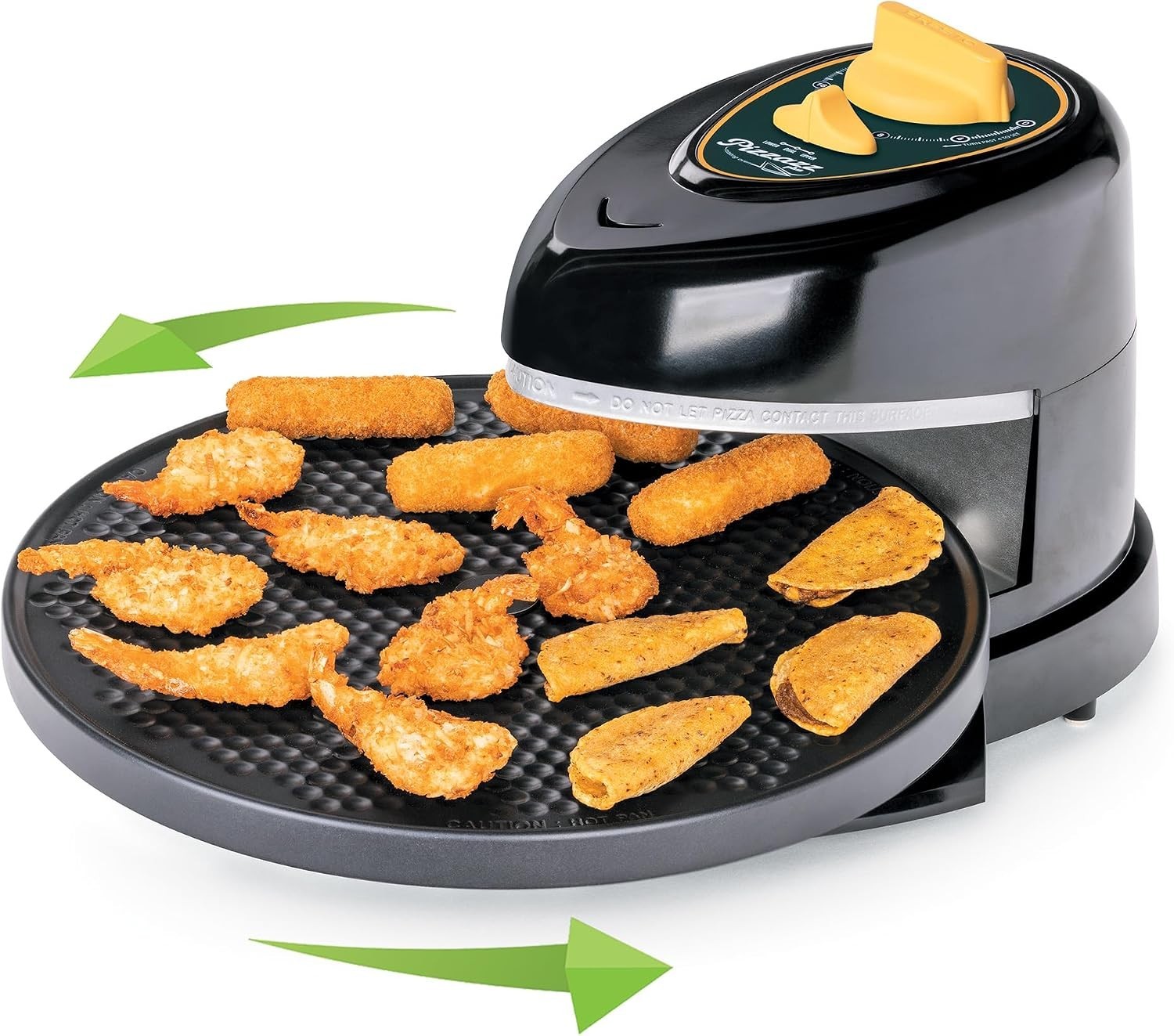 Green/Gold Pizzazz Plus Rotating Oven – 12-Inch Nonstick, Easy Cleanup Appliance