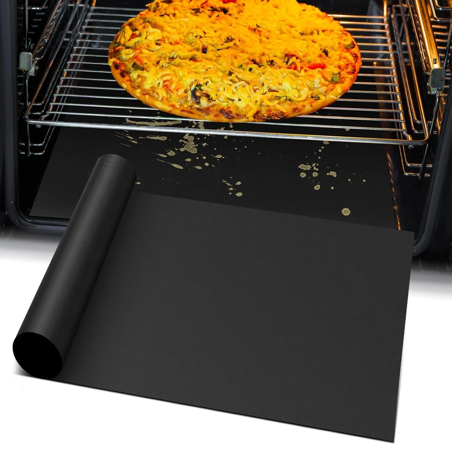 Pack of 4 Large Thick Non Stick Oven Liners Mat Heavy Duty