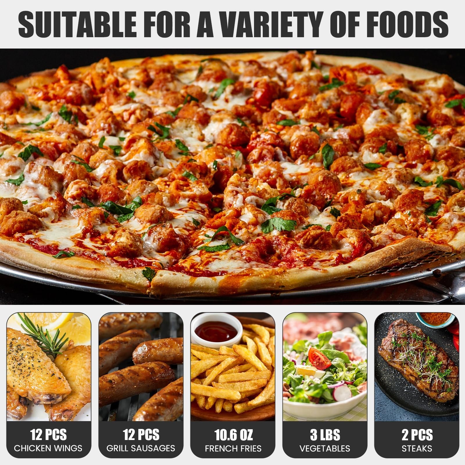 SIMOE Electric Pizza Oven 12″ with Handle Removable Tray 30mins Timer Countertop