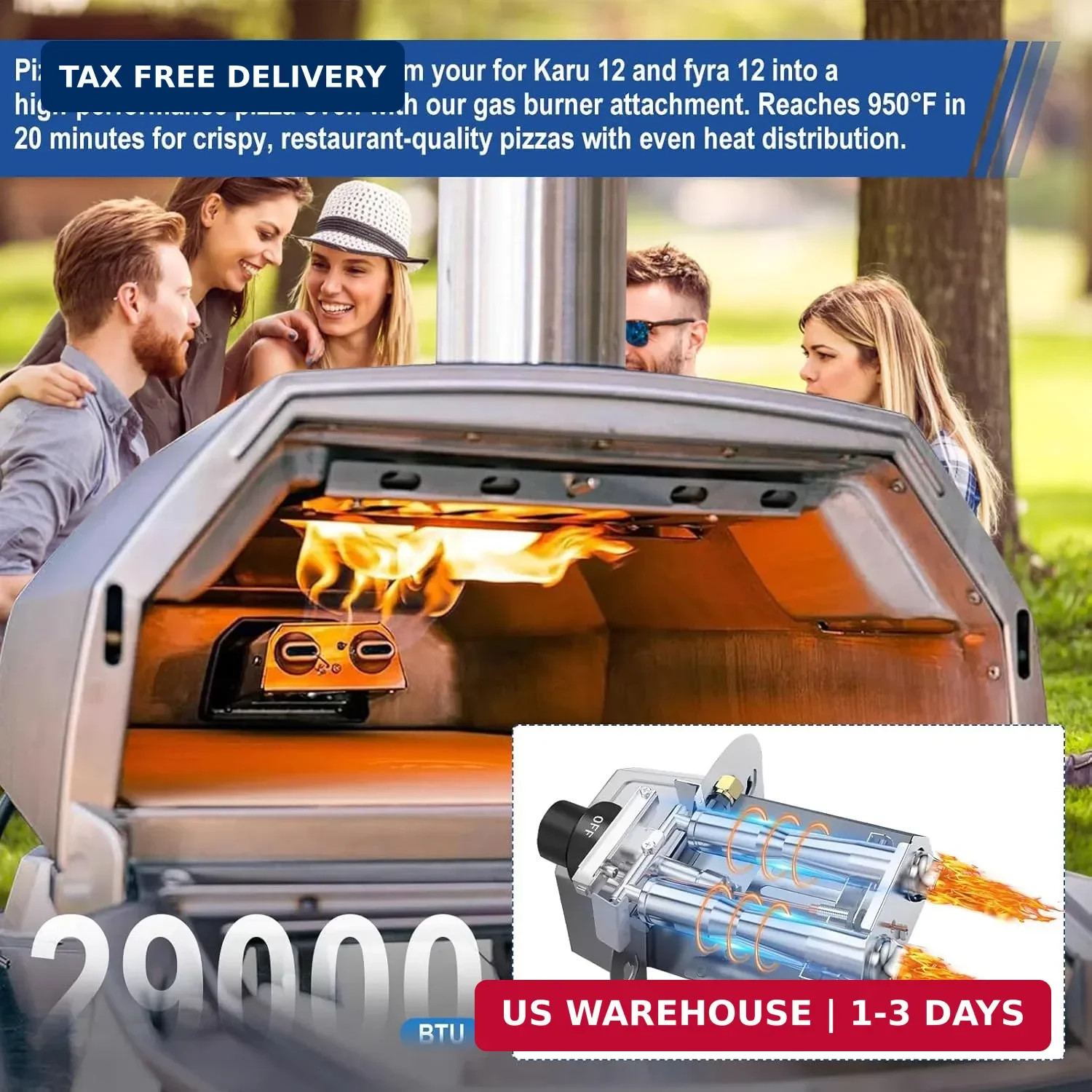 Pizza Oven Accessories, Pizza Oven Gas Burner Attachment, Outdoor Pizza Oven Acc
