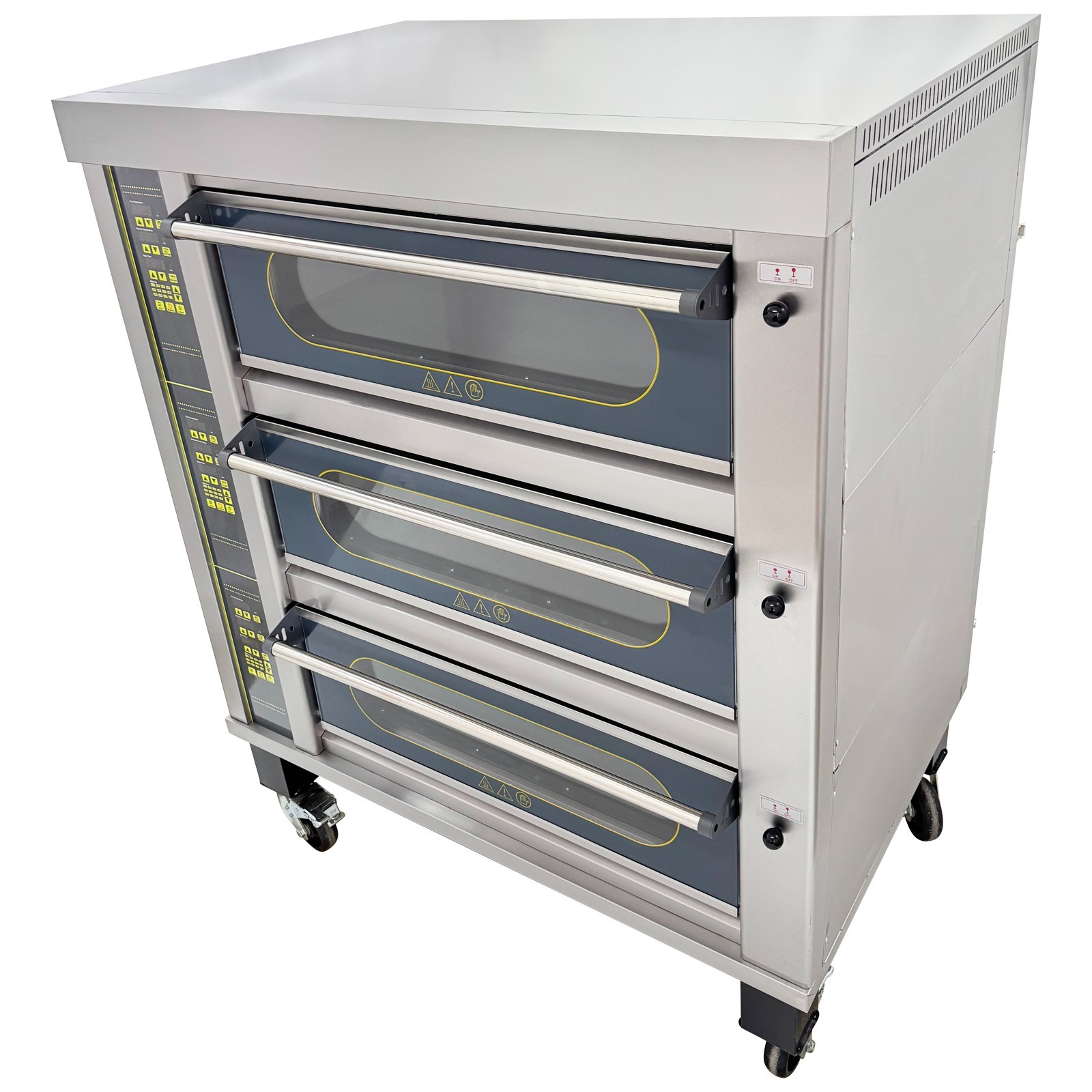 220V 3 Layers Commercial Electric Pizza Oven 3PH Movable Smart Pizza Oven