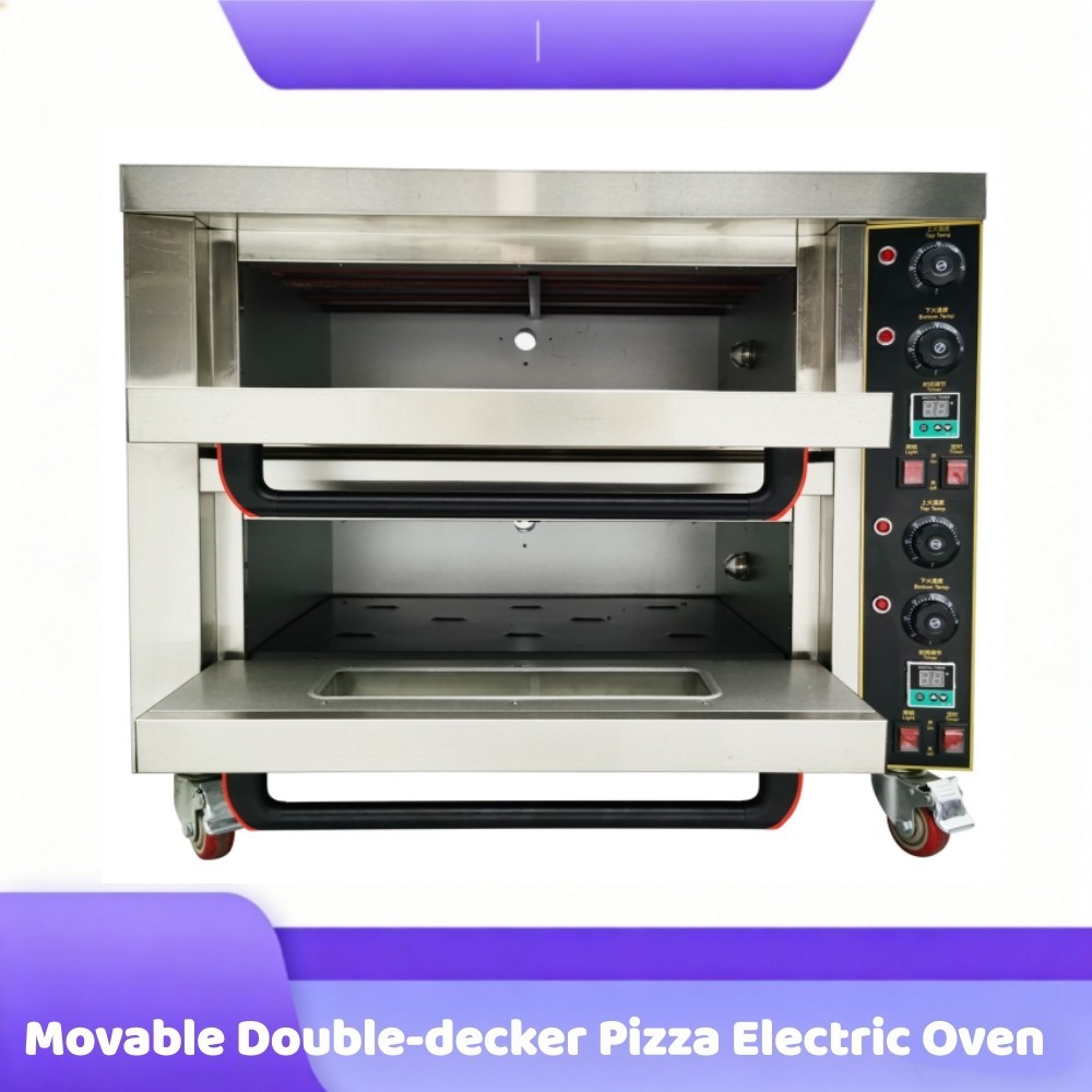 220V Stainless Steel Double Layer Electric Baking Oven Commercial Pizza Oven