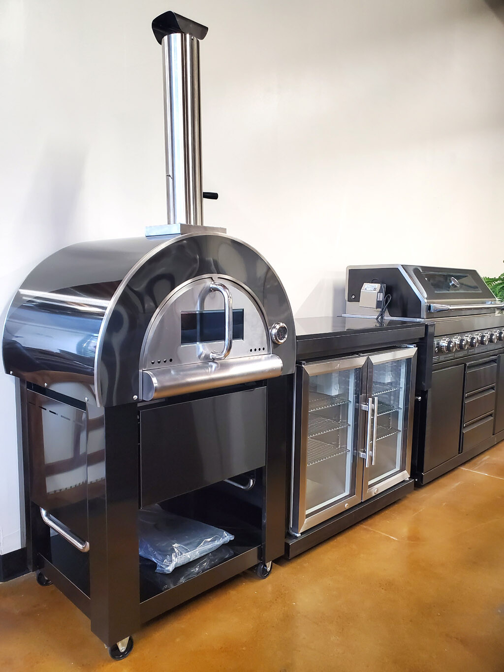 New Outdoor BLACK Stainless Steel Wood Fired Artisan Pizza Oven BBQ Grill +Cover