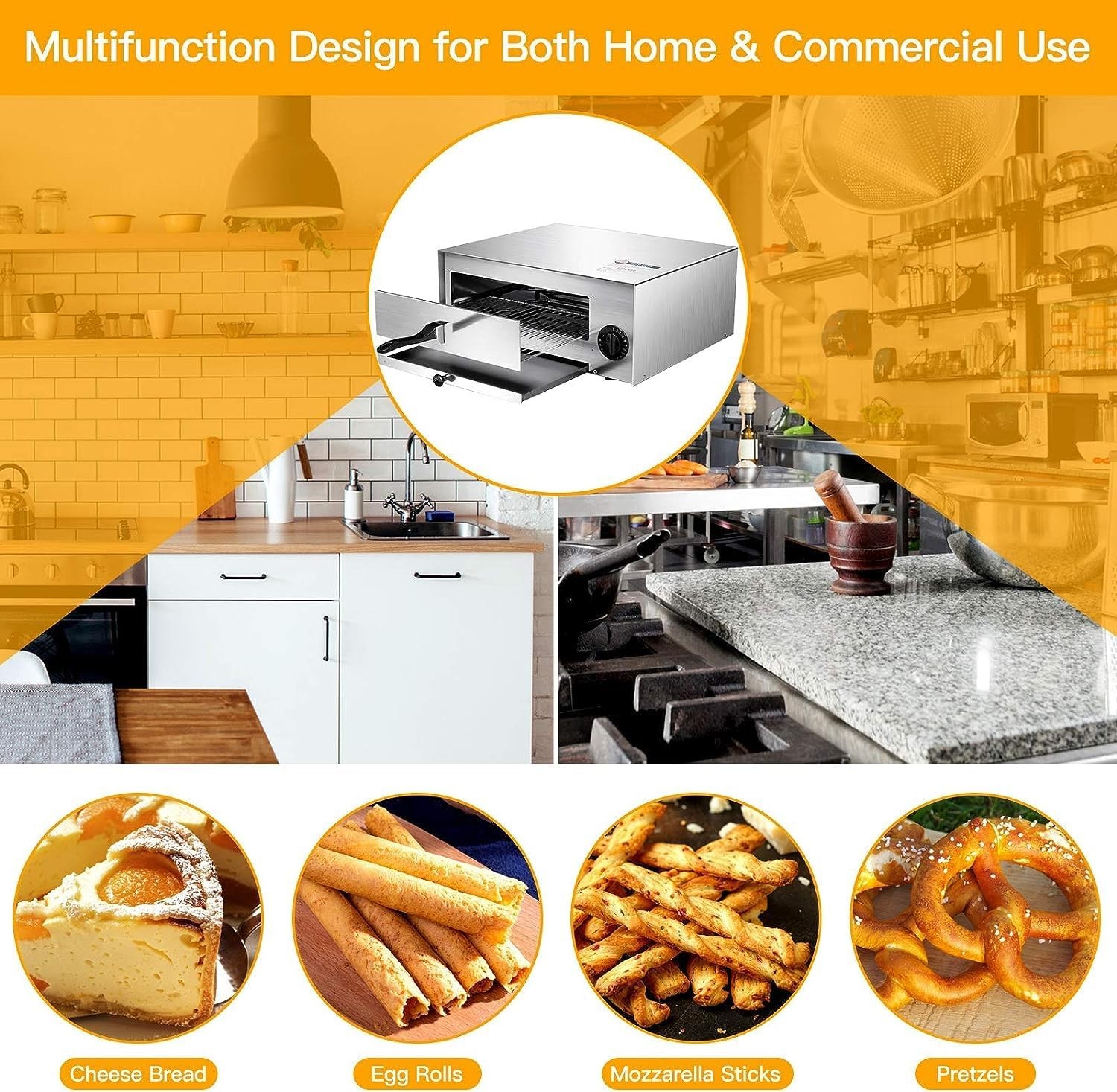 1450W Electric Pizza Oven 12 Inch Stainless Steel Pizza Oven Countertop with