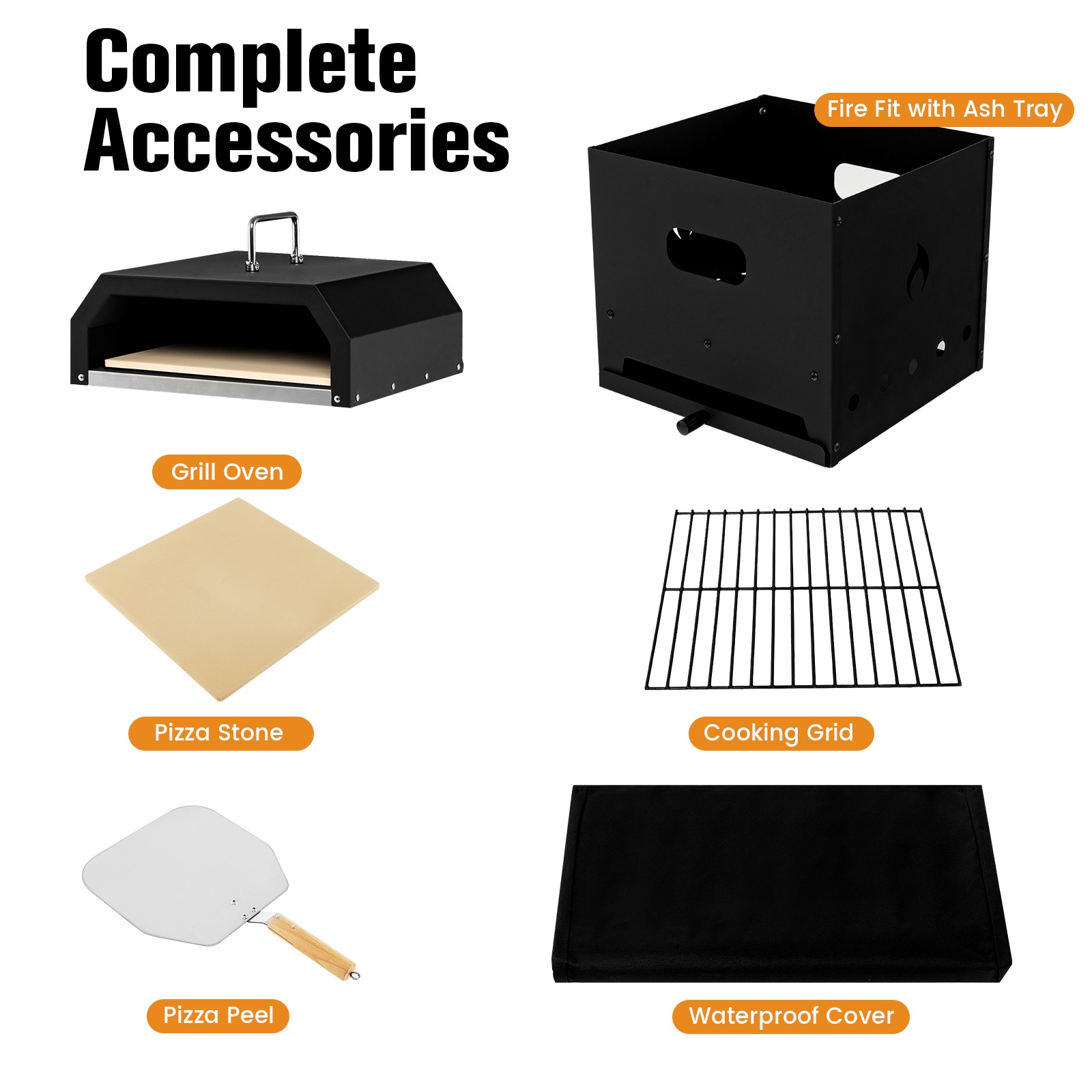 4-in-1 Multipurpose Outdoor Pizza Oven Wood Fired 2-Layer Detachable Oven