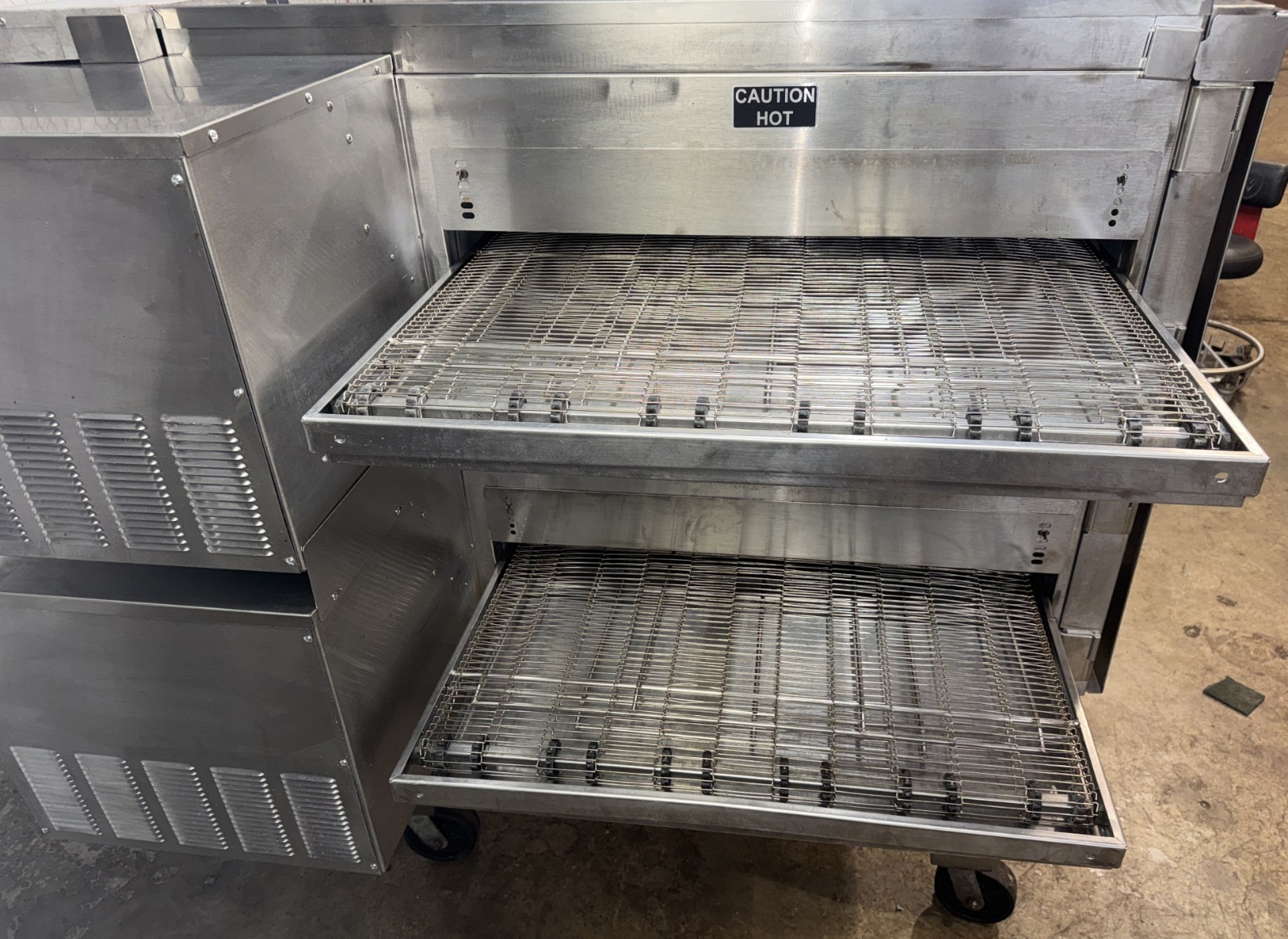 Lincoln Impinger 1600 gas Double Stack Conveyor Pizza Ovens ..Video