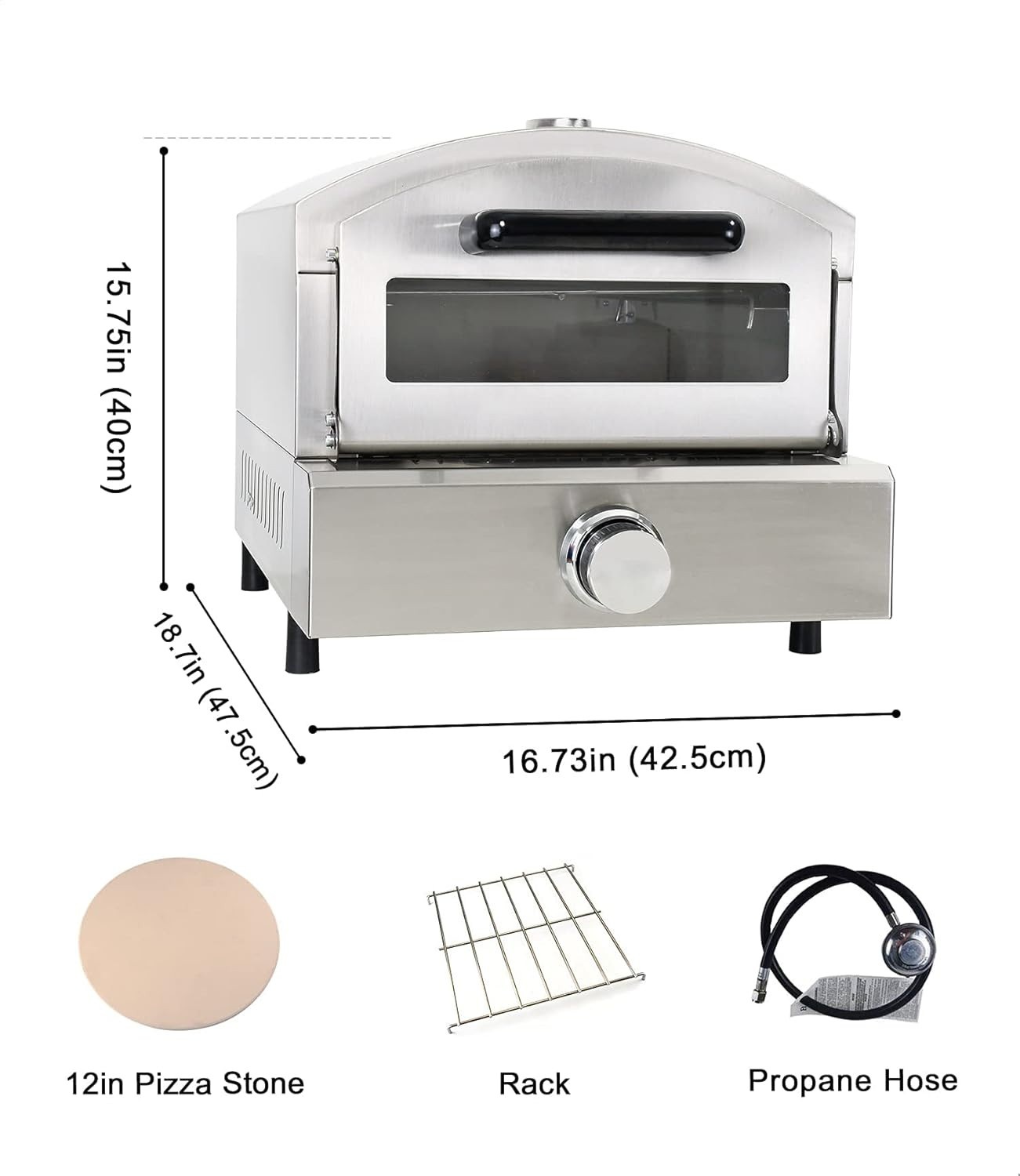 Gas Pizza Oven Countertop Stainless Steel Pizza Maker with 12 Inch round Pizza S