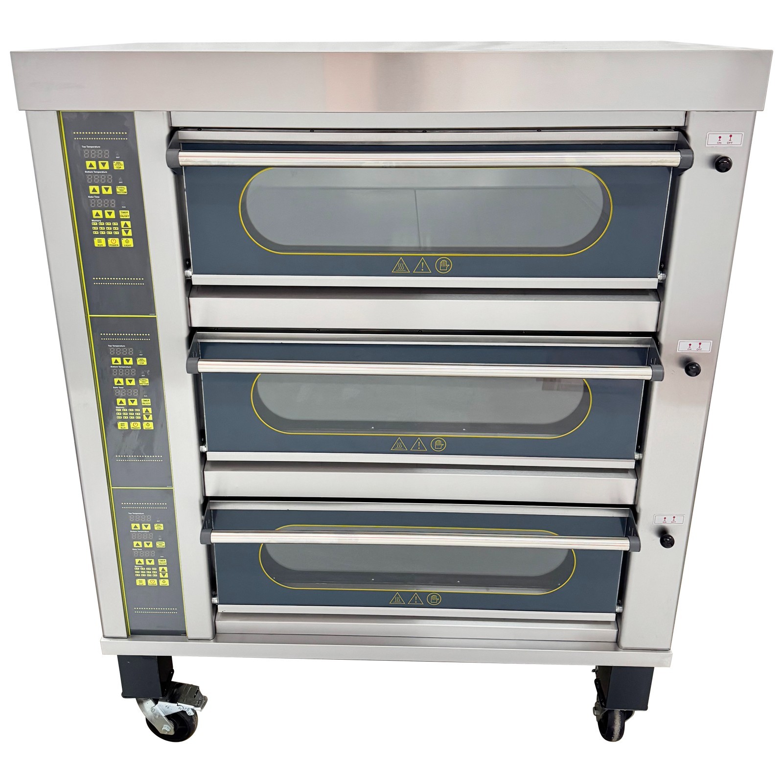 Commercial Movable Electric Triple Pizza Oven 3 independent digital display 220V