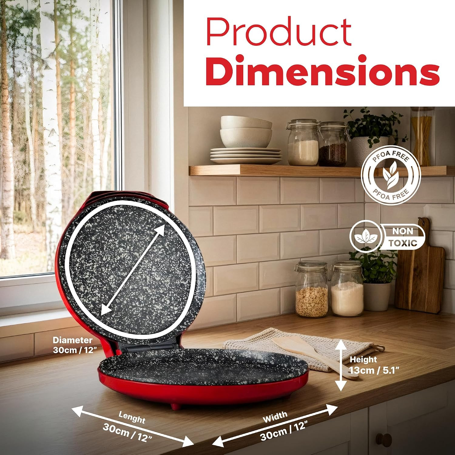 Countertop Pizza Maker, 1450W Mini Pizza Oven, Pizza Maker Oven with 12″ Non-Sti