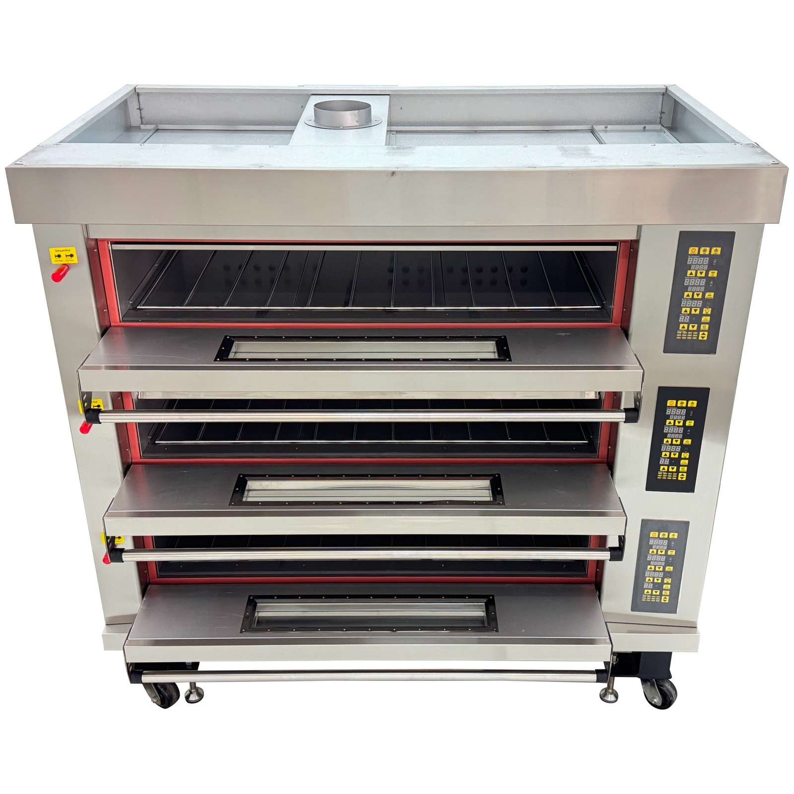3 Decks Commercial Electric Bread Pizza Baking Oven Movable Toaster 220V 5-400˚C