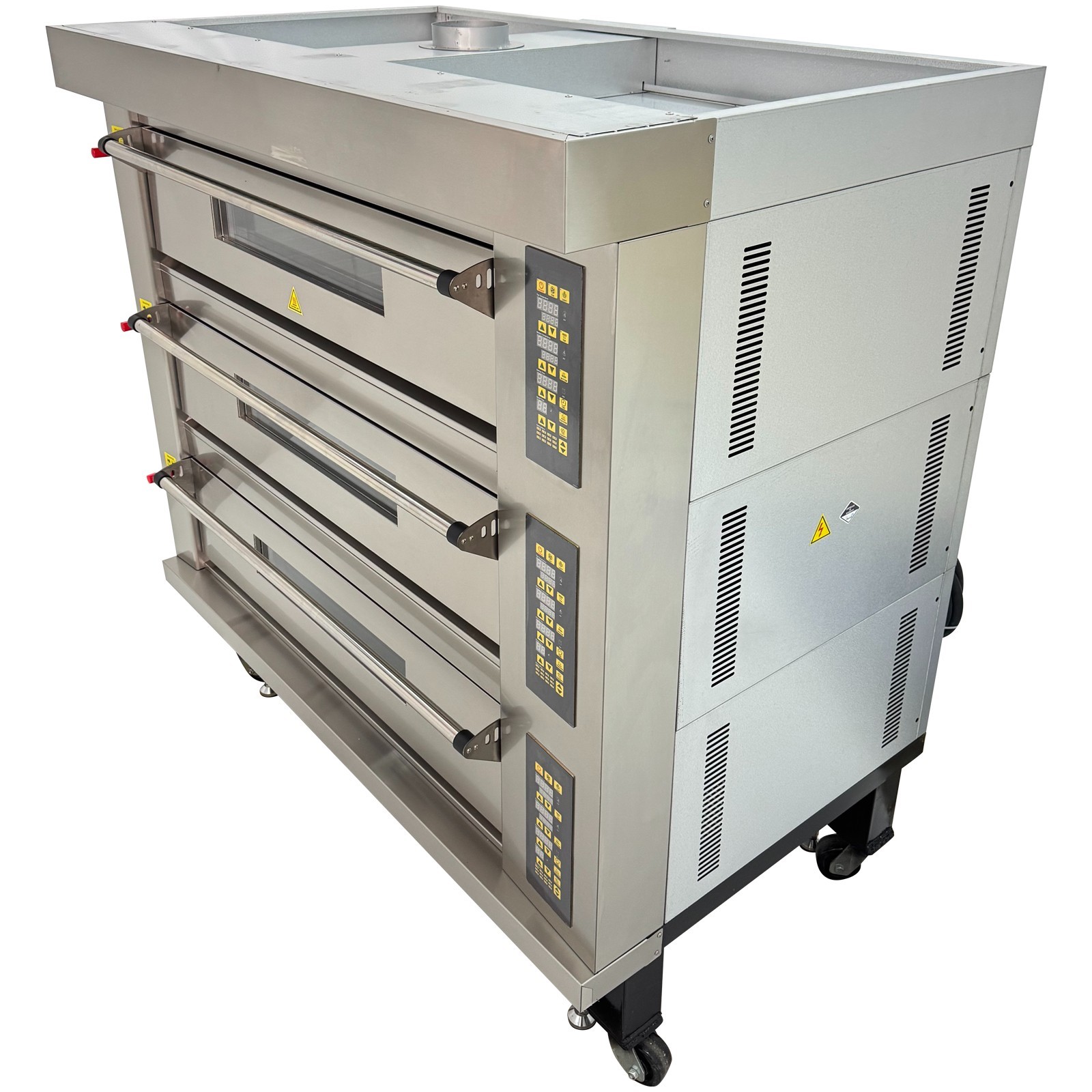3 Decks Commercial Electric Bread Pizza Baking Oven Movable Toaster 220V 5-400˚C