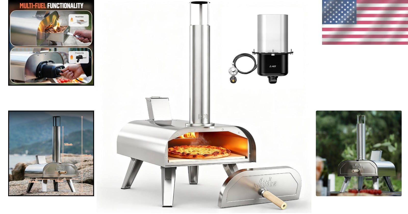 Pellet & Propane Portable Pizza Oven