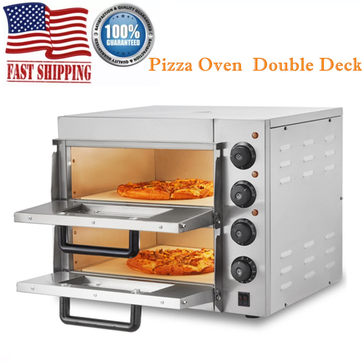 Electric Pizza Oven Countertop 16″ Double Deck Commercial Pizza Maker 110V 3000W