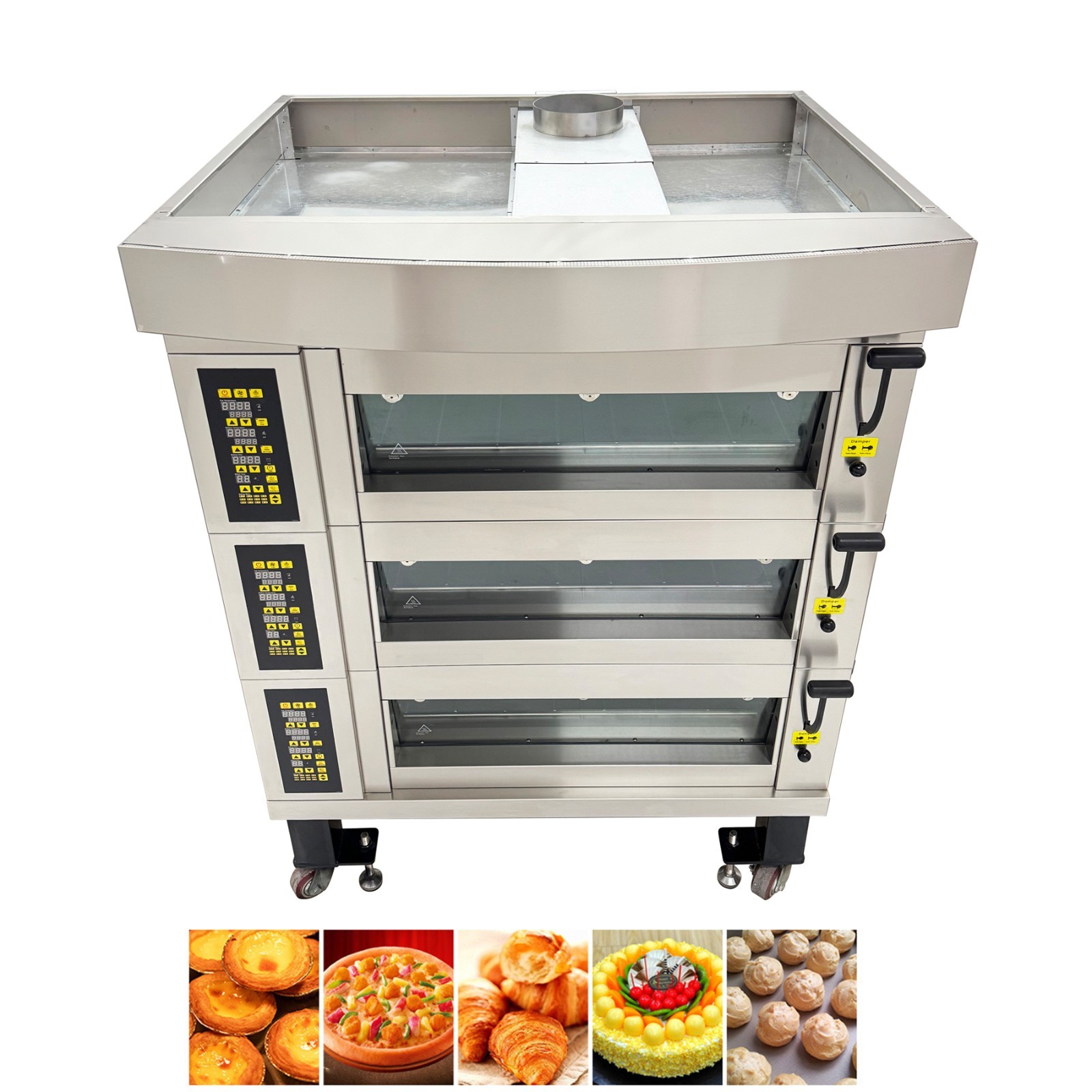 3 Decks Commercial Electric Oven Movable Cake Bread Pizza Baking Large Oven 220V
