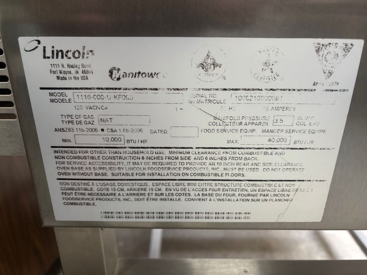 Lincoln Impinger II Express 1116 Fast Bake Nat Gas Pizza Conveyor Belt Oven NSF