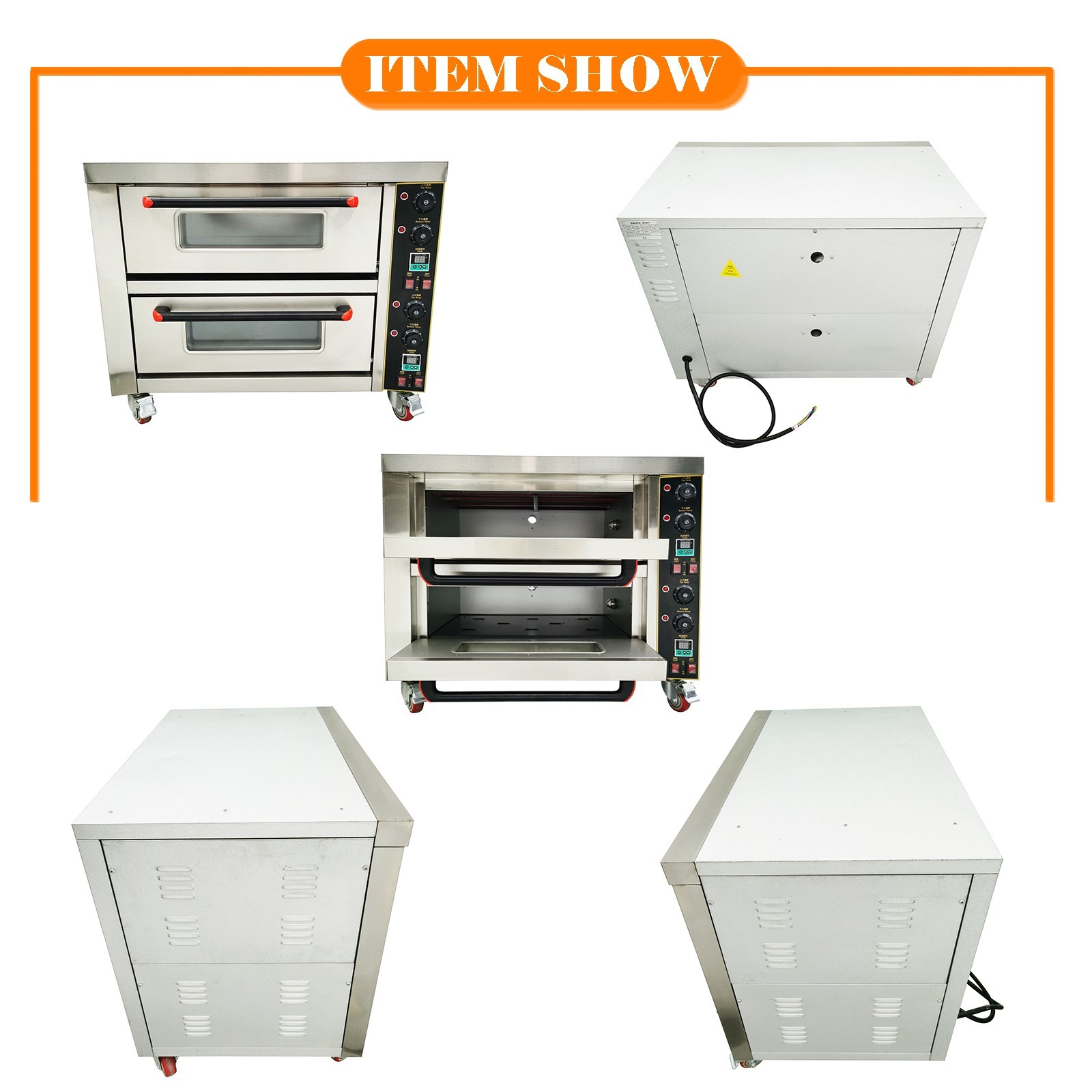 220V 1PH Commercial Movable Double-decker Pizza Electric Oven 6.4KW with Casters