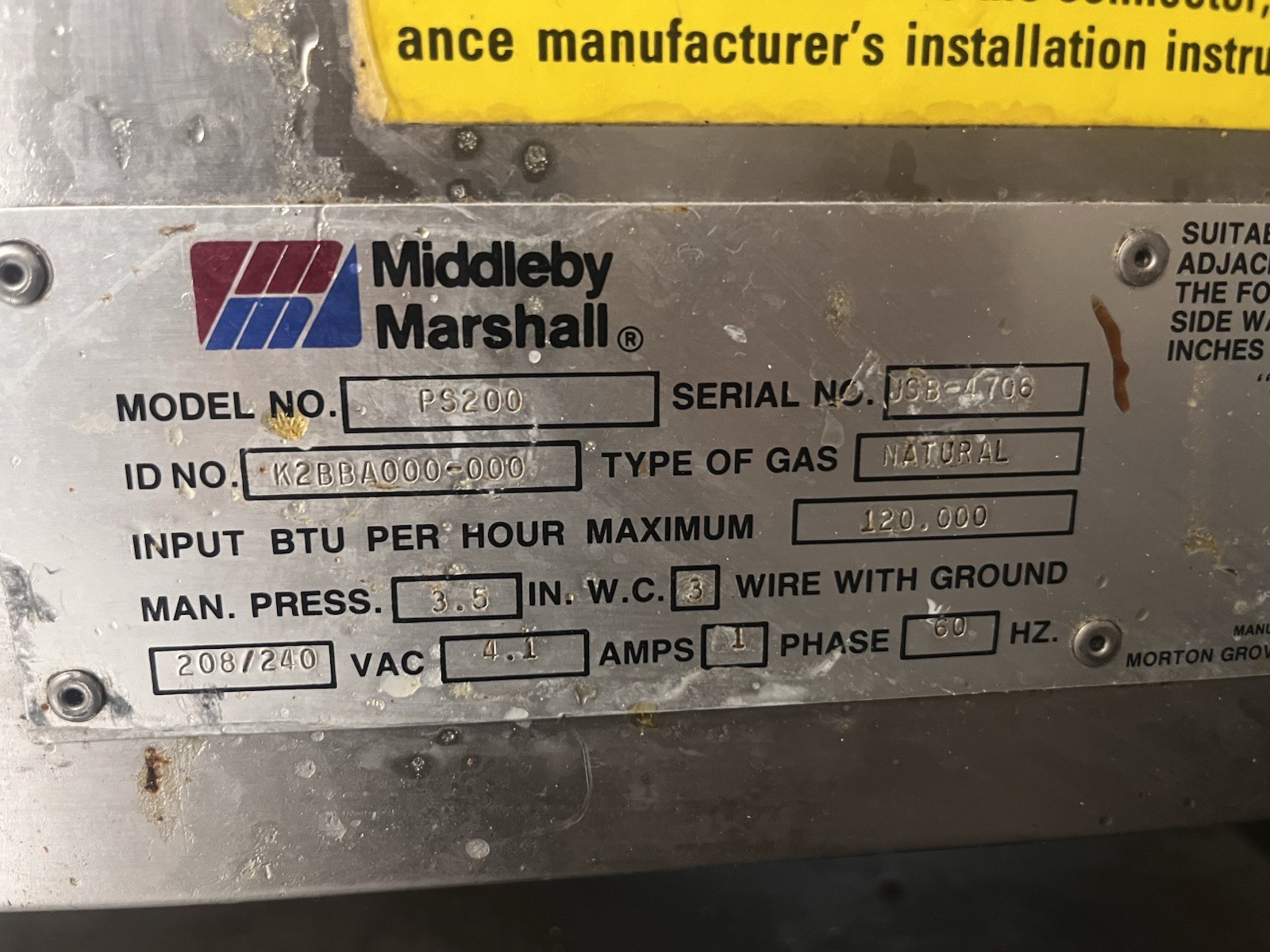 PIZZA OVEN DOUBLE MIDDLEBY MARSHALL PS200