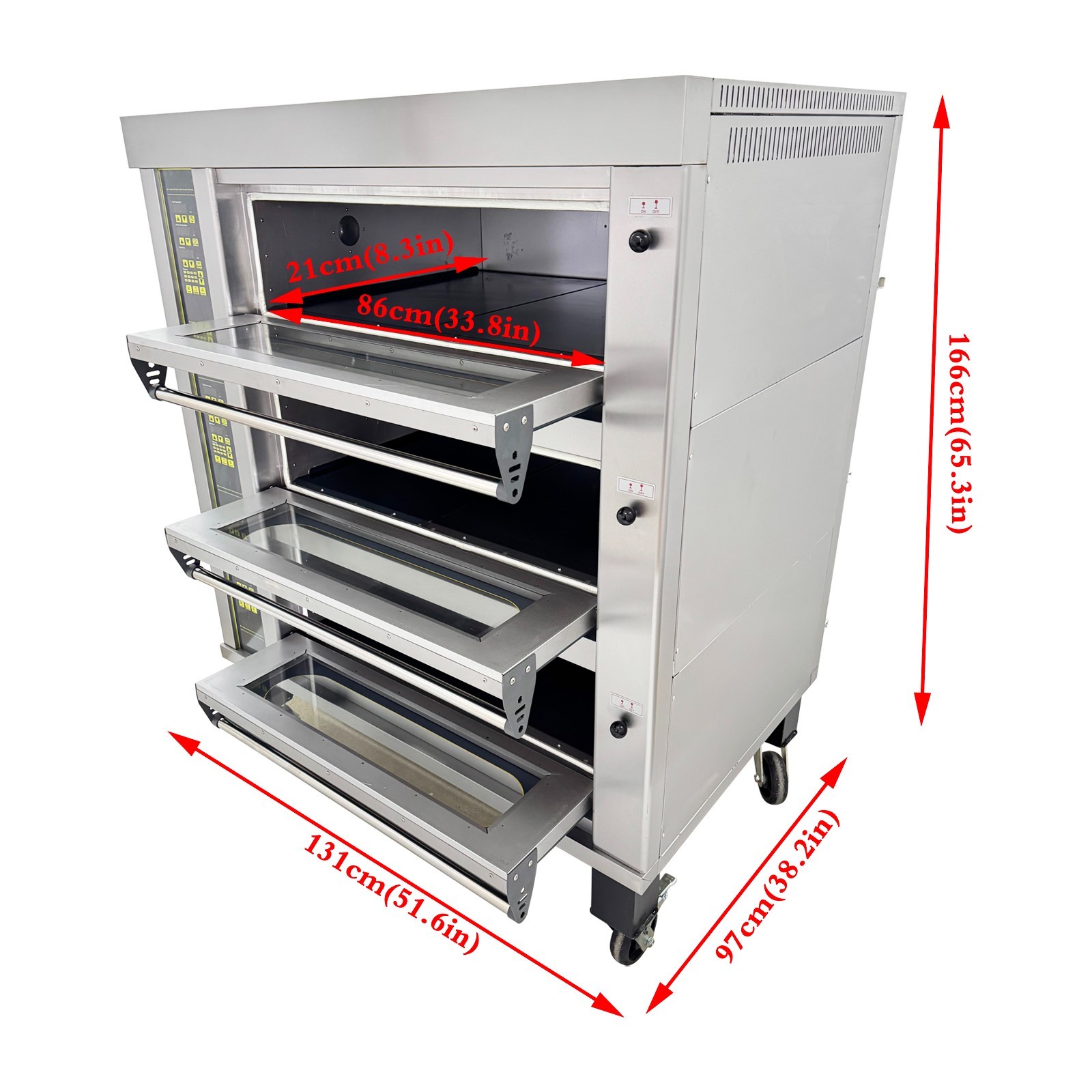 Commercial Electric Oven Cake Bread Pizza Baking Oven Digital Display 3 Decks